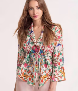 peacock cinched shirt jacket